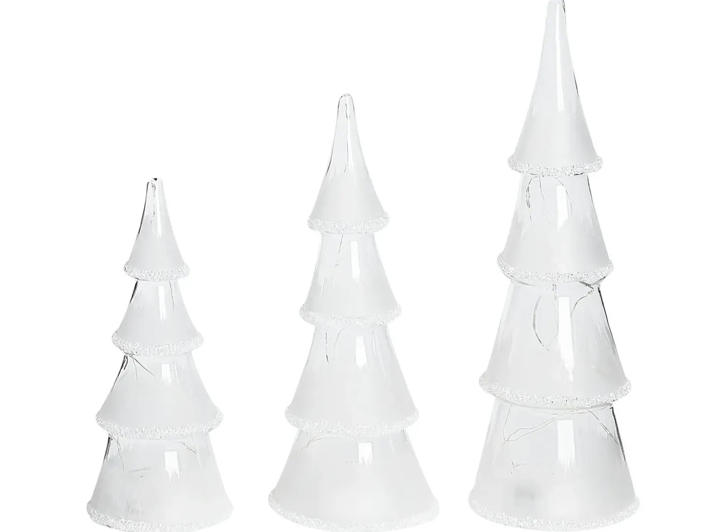 Sæt af 3 figurer LED KIERINKI Juletræ 22/27/33 cm Hvid