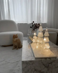 Sæt af 3 figurer LED KIERINKI Juletræ 22/27/33 cm Hvid