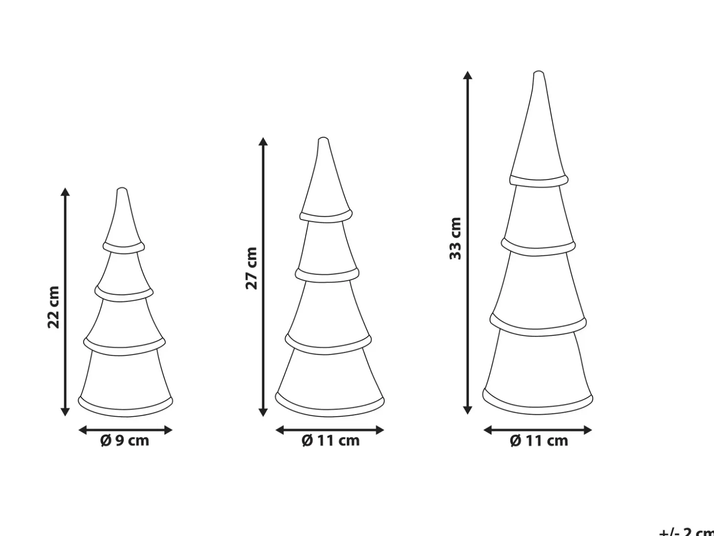 Sæt af 3 figurer LED KIERINKI Juletræ 22/27/33 cm Hvid