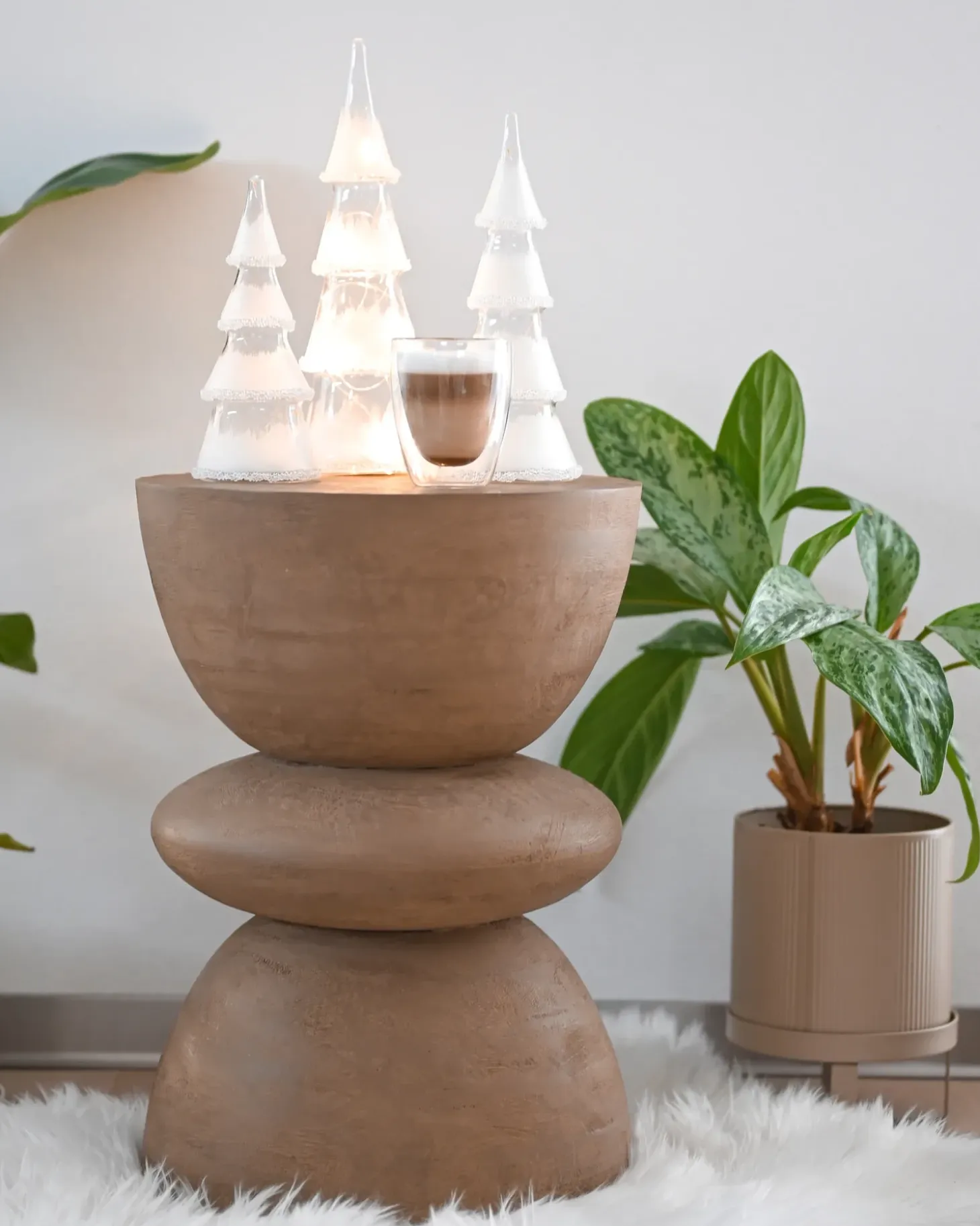 Sæt af 3 figurer LED KIERINKI Juletræ 22/27/33 cm Hvid
