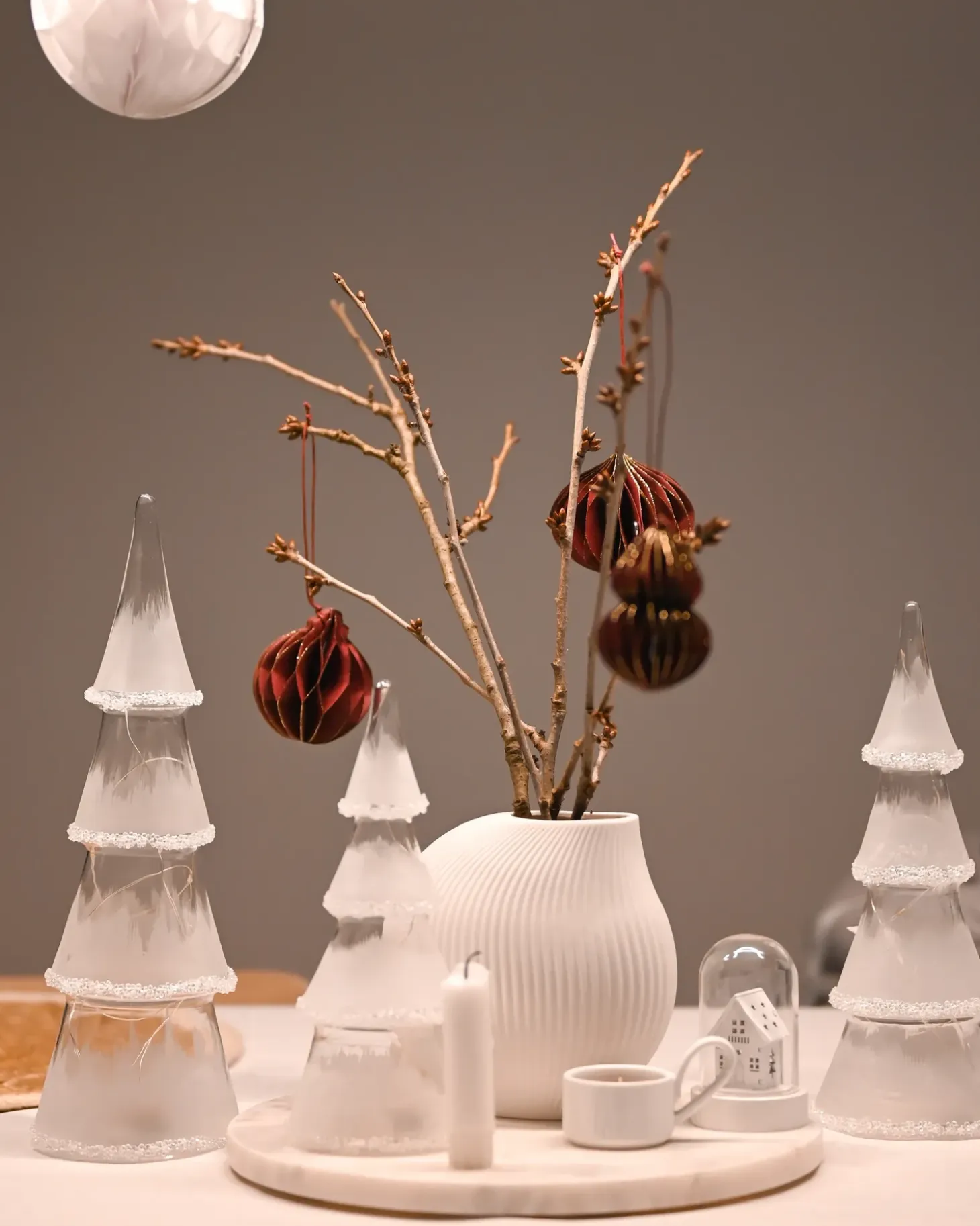 Sæt af 3 figurer LED KIERINKI Juletræ 22/27/33 cm Hvid