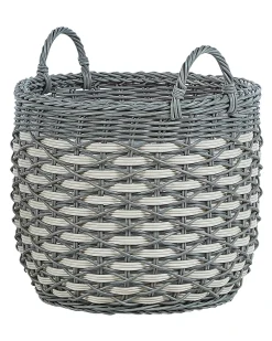 Sæt af 3 flet kurve til planter GEFIRA 31/39/49 cm Grå PE-rattan