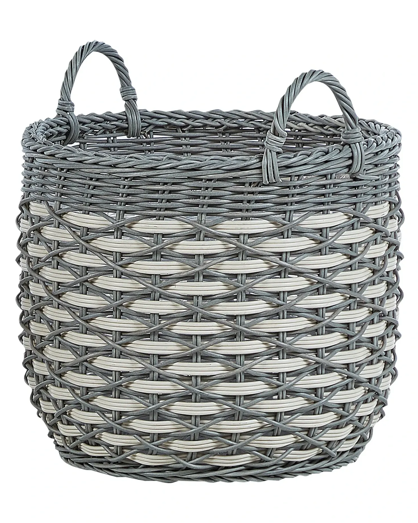 Sæt af 3 flet kurve til planter GEFIRA 31/39/49 cm Grå PE-rattan