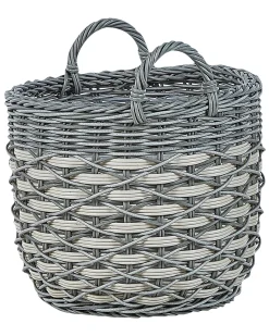 Sæt af 3 flet kurve til planter GEFIRA 31/39/49 cm Grå PE-rattan