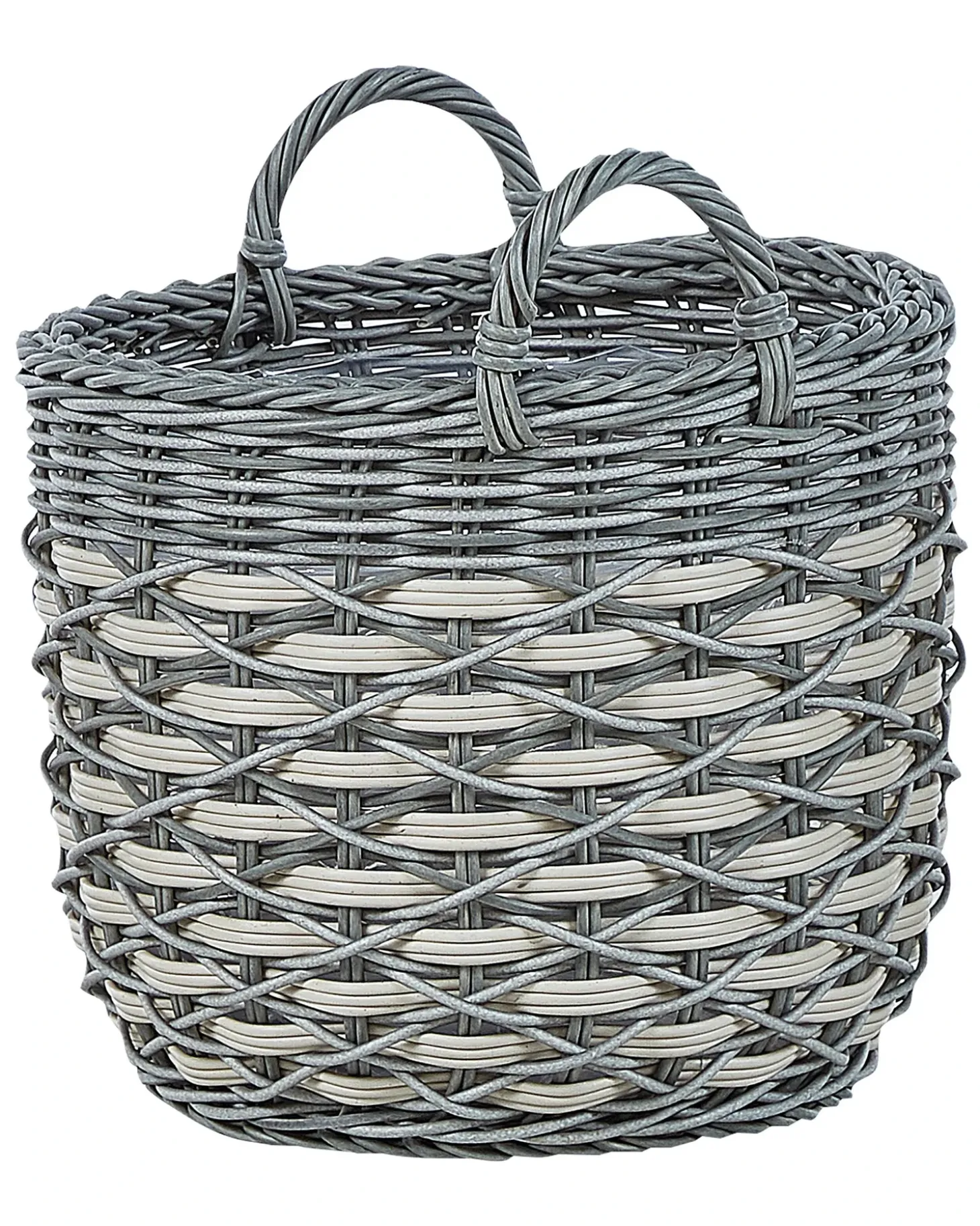 Sæt af 3 flet kurve til planter GEFIRA 31/39/49 cm Grå PE-rattan