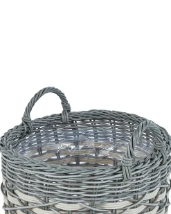 Sæt af 3 flet kurve til planter GEFIRA 31/39/49 cm Grå PE-rattan