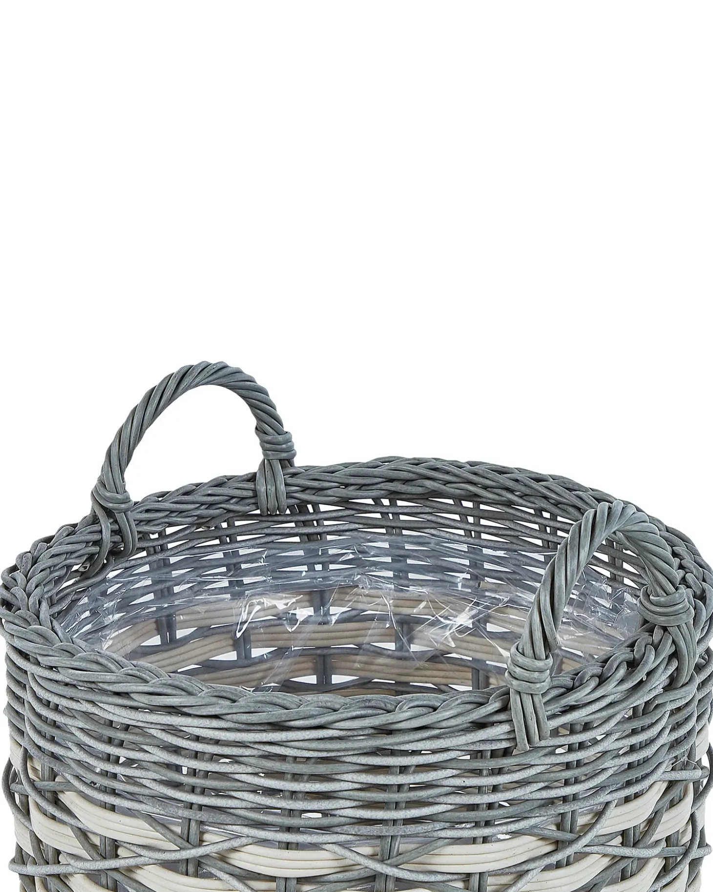 Sæt af 3 flet kurve til planter GEFIRA 31/39/49 cm Grå PE-rattan