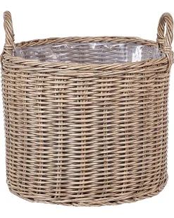 Sæt af 3 flet kurve til planter PENDULA 33/37/45 cm Naturlig PE-rattan