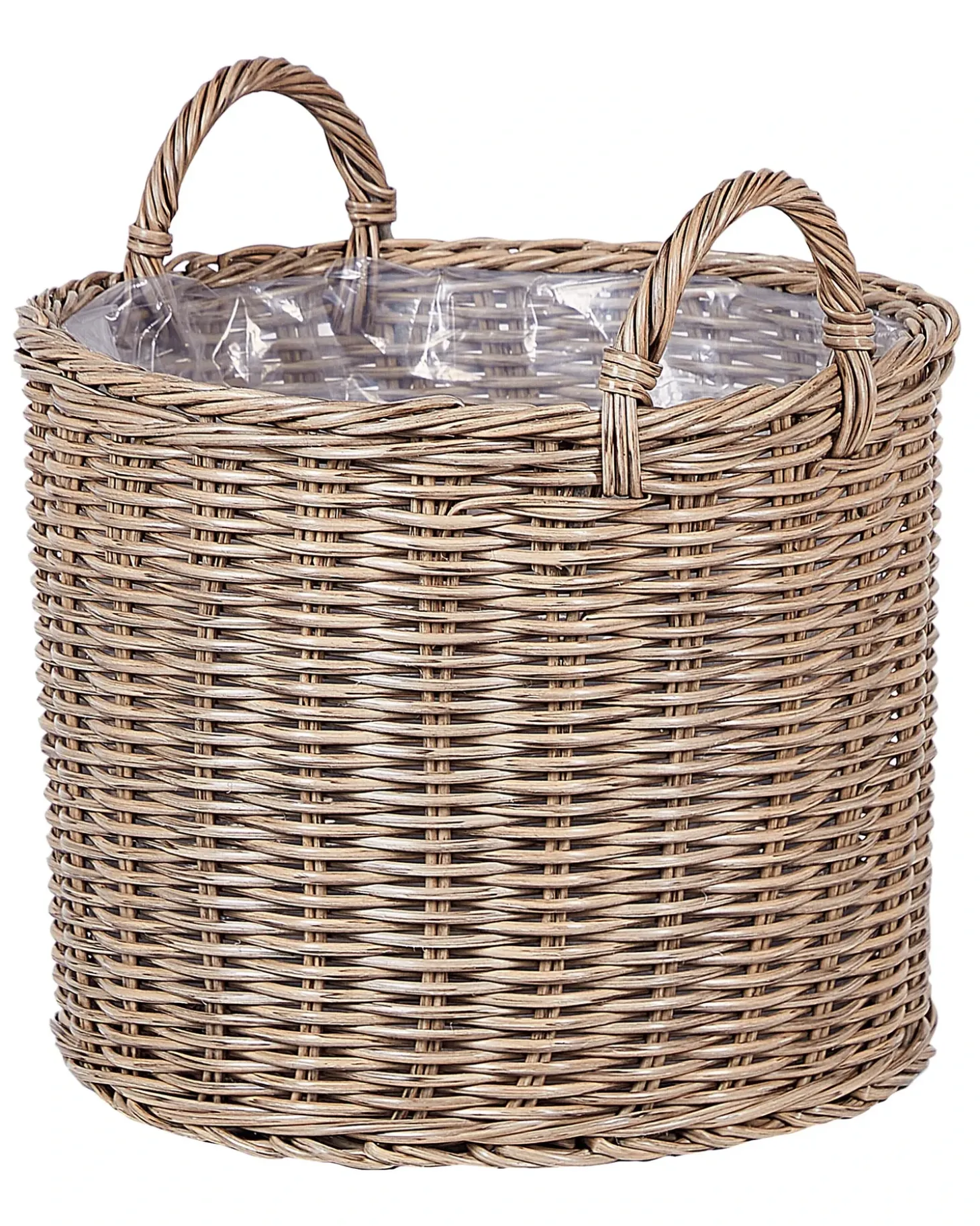 Sæt af 3 flet kurve til planter PENDULA 33/37/45 cm Naturlig PE-rattan