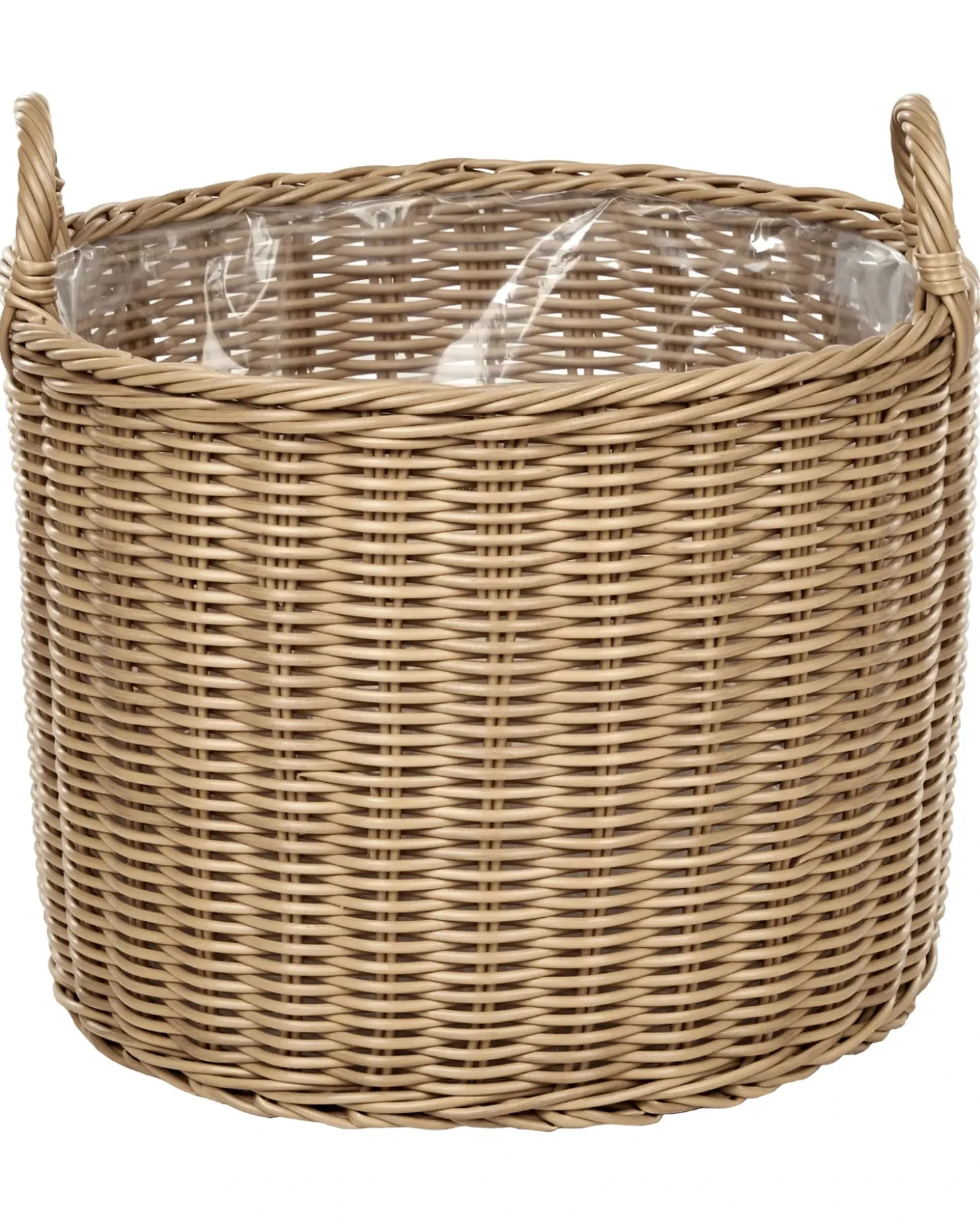 Sæt af 3 flet kurve til planter PENDULA 33/37/45 cm Naturlig PE-rattan