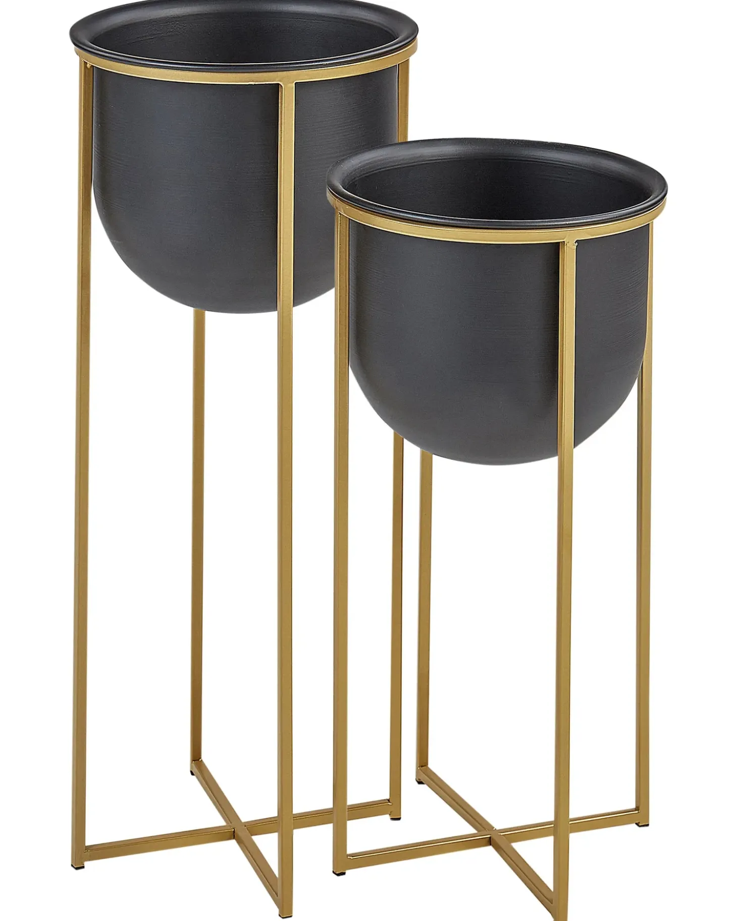 Sæt af 2 forhøjede plantekrukker THUJA Metal 21 cm Sort