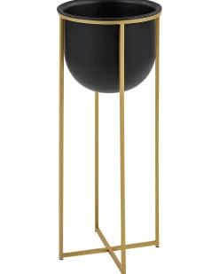 Sæt af 2 forhøjede plantekrukker THUJA Metal 21 cm Sort