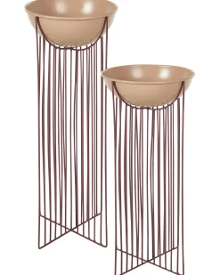 Sæt af 2 forhøjede plantekrukker FICARIA Metal 22 cm Lyserød