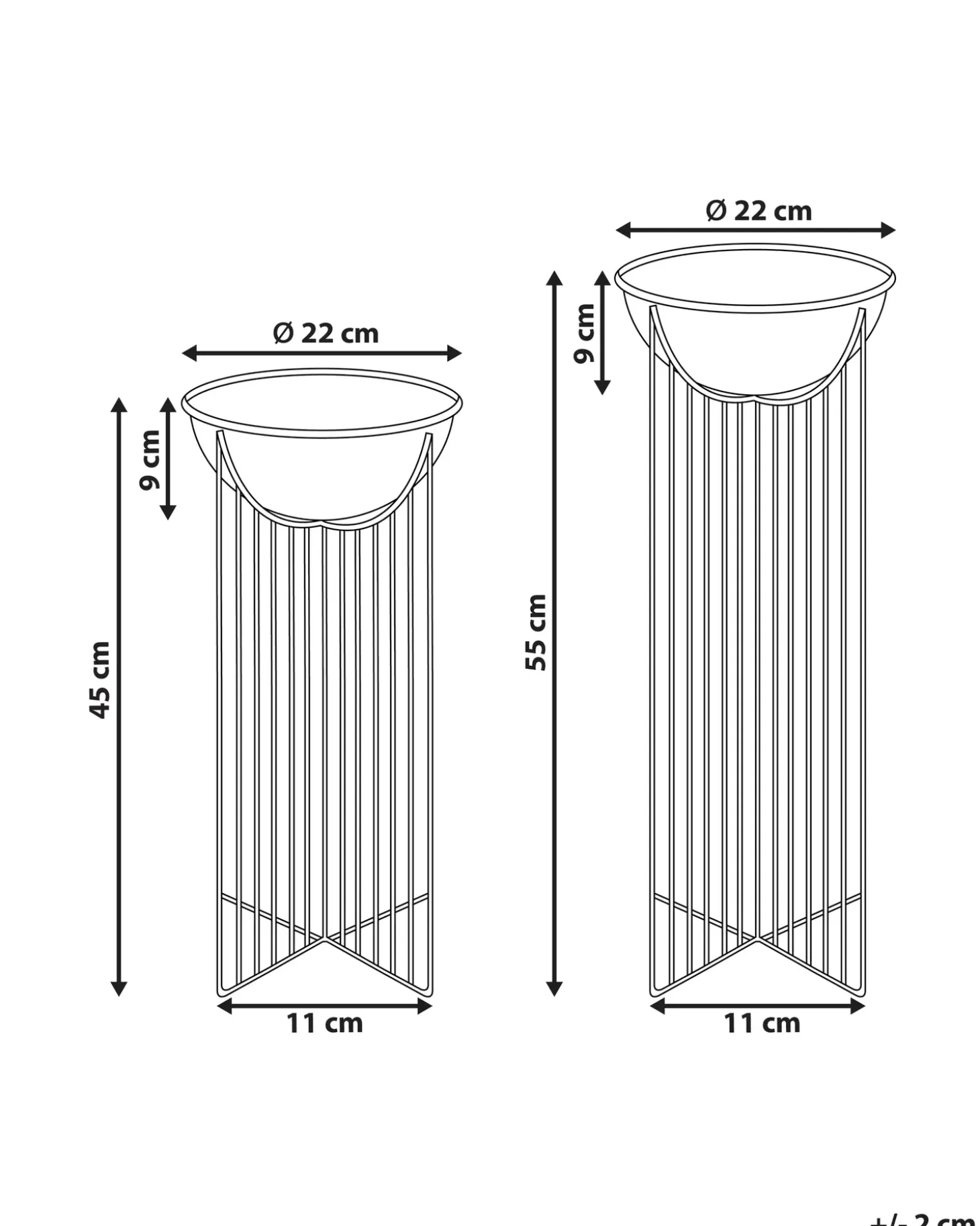 Sæt af 2 forhøjede plantekrukker FICARIA Metal 22 cm Lyserød
