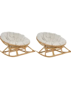 Sæt af 2 gyngestole ORVIETO Rattan Naturlig