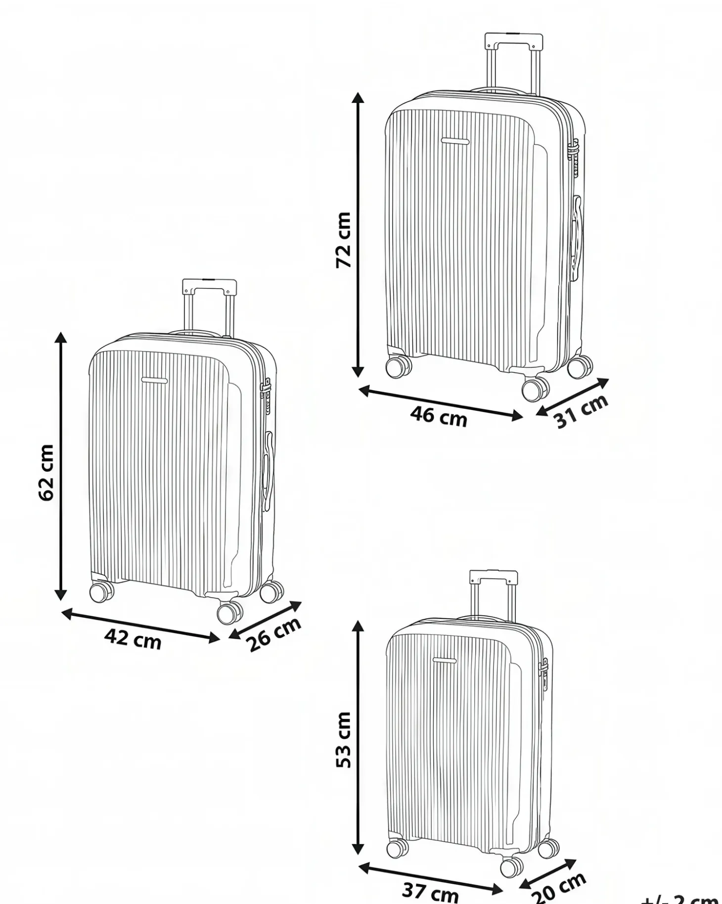 Sæt af 3 hardcase-kufferter TONSAI Blå