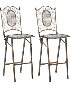 Sæt af 2 have barstole BORMIO Foldbar Metal Sort
