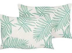Sæt af 2 havehynder POGGIO Plante mønster 40 x 60 cm Grøn