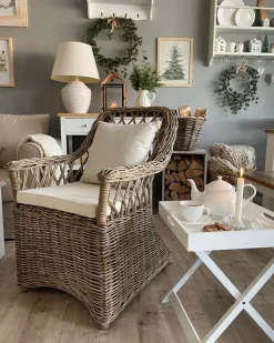 Sæt af 2 havelænestole MAROS II Rattan Naturlig