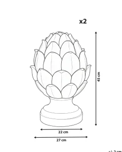 Sæt af 2 havestatuer CORRINALDO Fyrretræskogle Beige