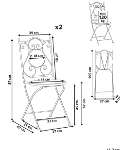 Sæt af 2 havestole ADRANO Foldbar Metal Sort