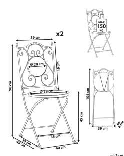 Sæt af 2 havestole CARONA Foldbar Metal Sort