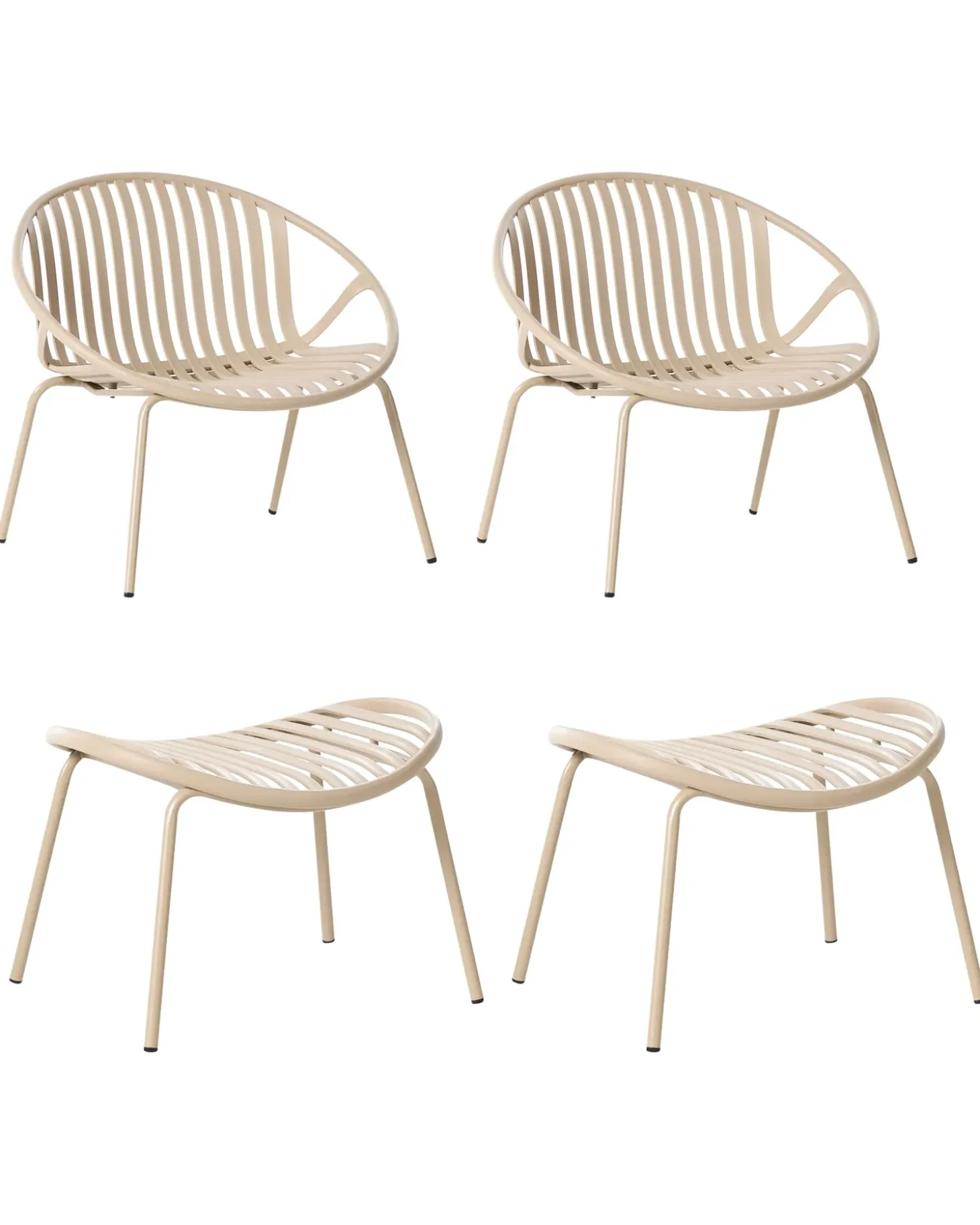 Sæt af 2 havestole CASPERIA med fodskammel Sand Beige
