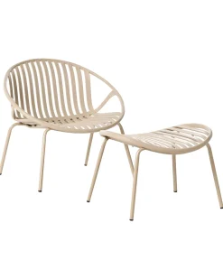 Sæt af 2 havestole CASPERIA med fodskammel Sand Beige