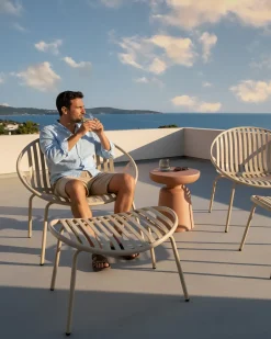Sæt af 2 havestole CASPERIA med fodskammel Sand Beige