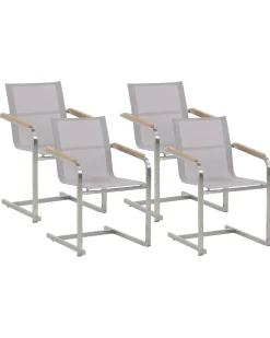 Sæt af 4 havestole COSOLETO Rustfrit stål Beige