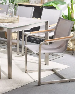 Sæt af 4 havestole COSOLETO Rustfrit stål Beige