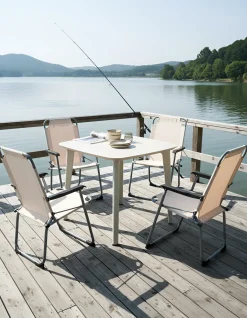 Sæt af 4 havestole GALATSI Foldbar Metal Beige