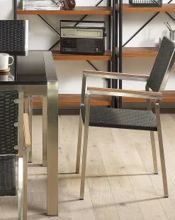 Sæt af 4 havestole GROSSETO PE-rattan Sort