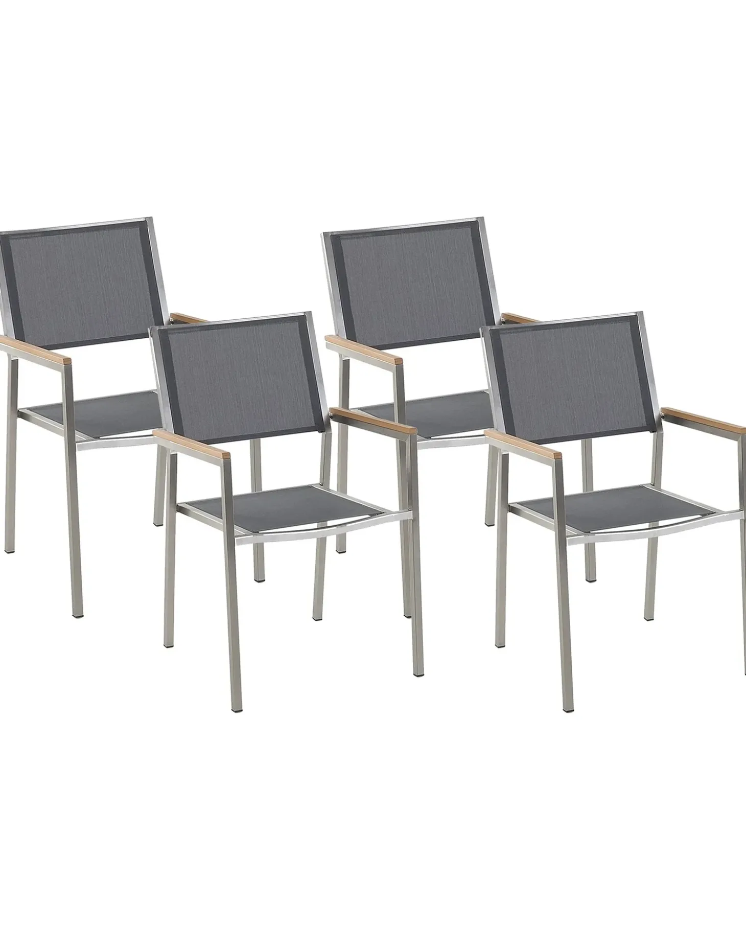 Sæt af 4 havestole GROSSETO Rustfrit stål Grå