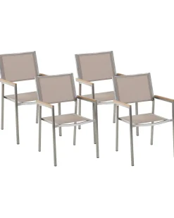 Sæt af 4 havestole GROSSETO Rustfrit stål Beige