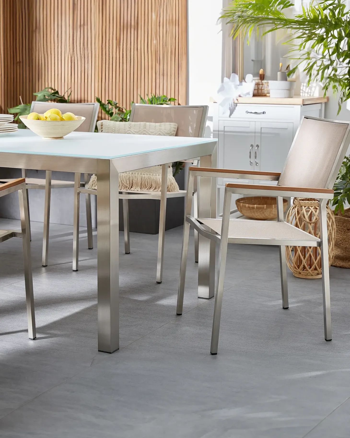 Sæt af 4 havestole GROSSETO Rustfrit stål Beige