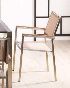 Sæt af 4 havestole GROSSETO Rustfrit stål Beige