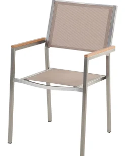 Sæt af 4 havestole GROSSETO Rustfrit stål Beige