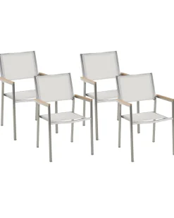 Sæt af 4 havestole GROSSETO Rustfrit stål Hvid
