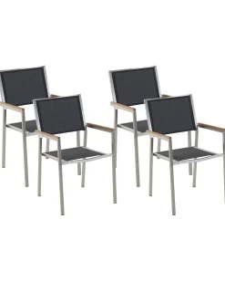 Sæt af 4 havestole GROSSETO Rustfrit stål Sort