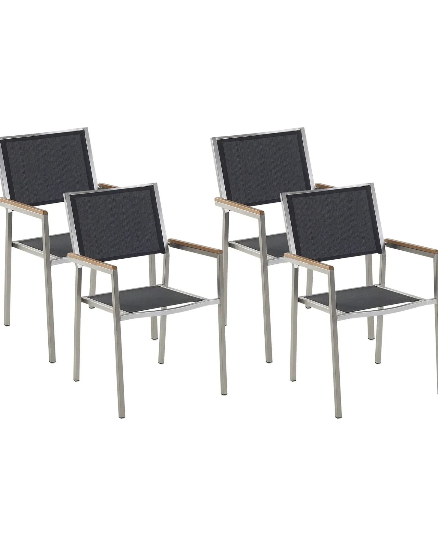 Sæt af 4 havestole GROSSETO Rustfrit stål Sort