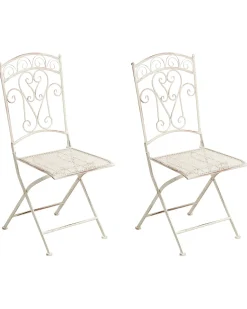 Sæt af 2 havestole JUINA Foldbar Metal Lys Beige