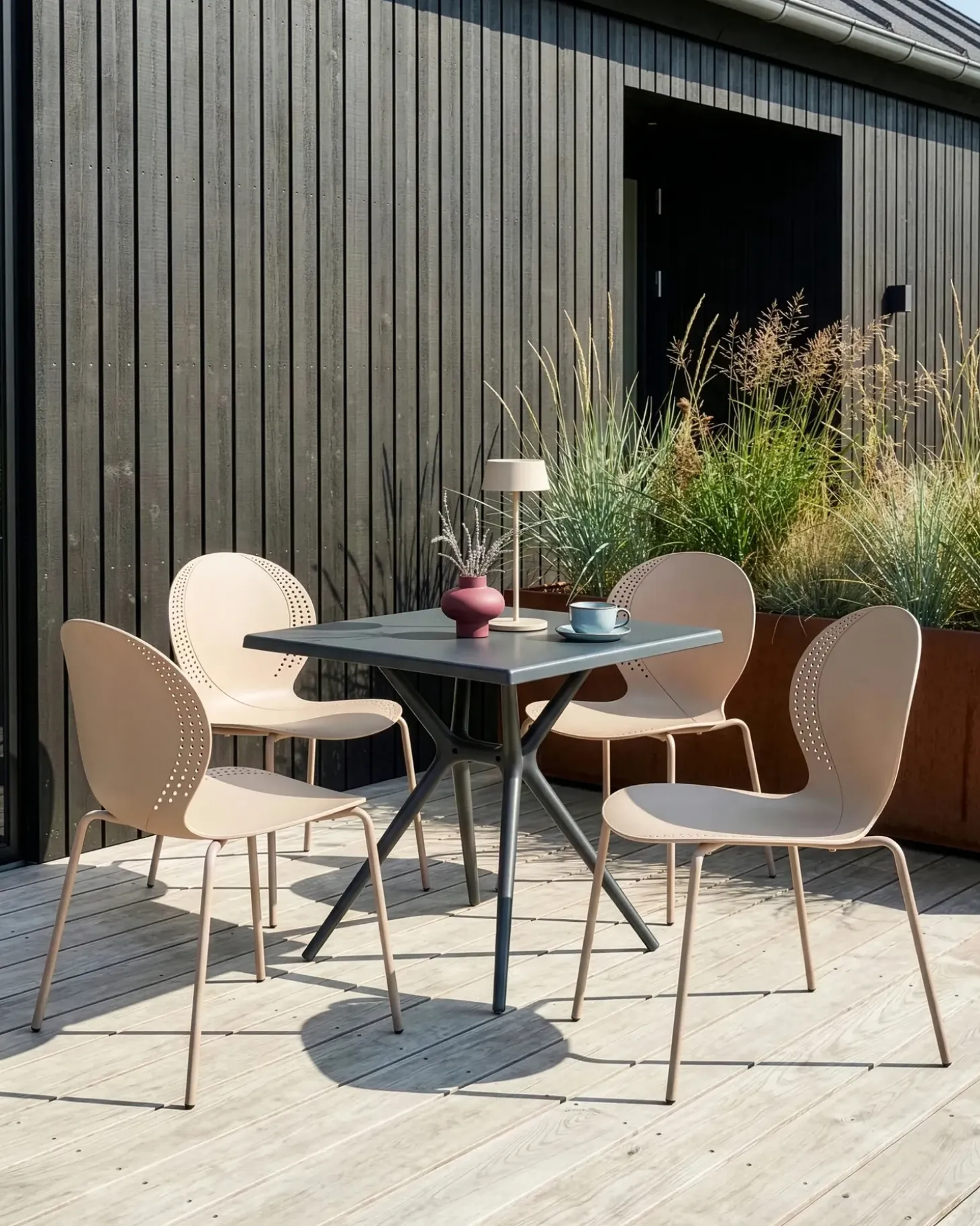 Sæt af 4 havestole MILOS Stabelbar Beige