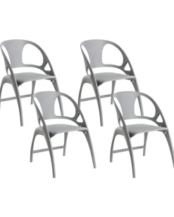 Sæt af 4 havestole NEMI Foldbar Grå