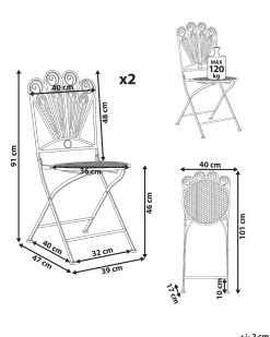 Sæt af 2 havestole PAVIA Foldbar Metal Blå