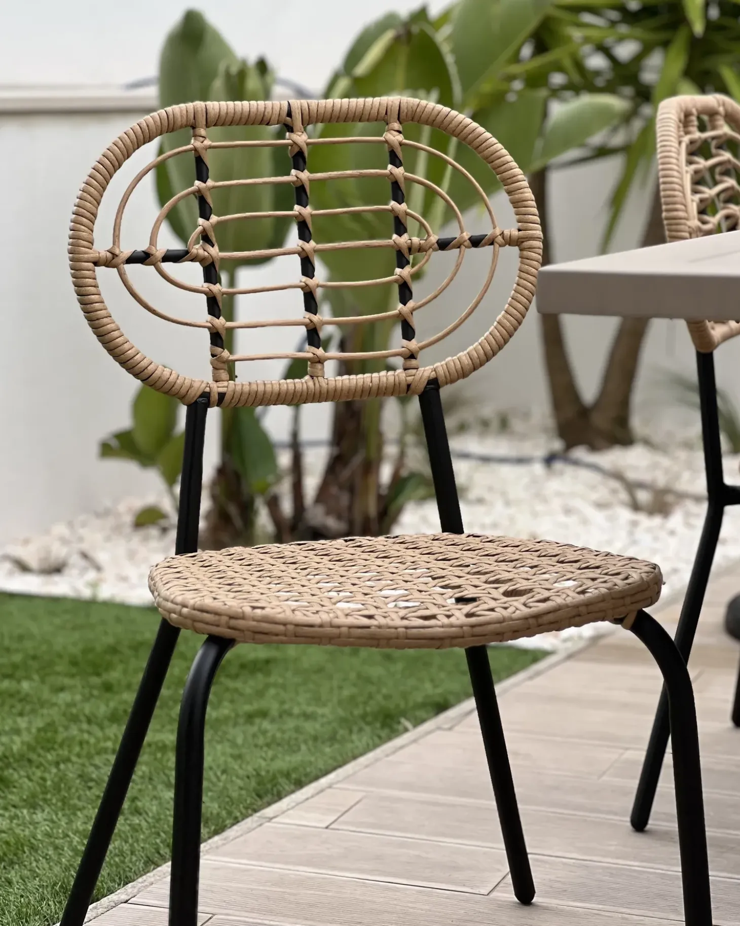 Sæt af 4 havestole PRATELLO PE-rattan Naturlig