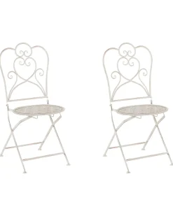 Sæt af 2 havestole TRIESTE Foldbar Metal Lys Beige