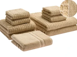 Sæt af 9 håndklæder ATAI Bomuld Sand Beige