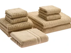 Sæt af 9 håndklæder ATAI Bomuld Sand Beige