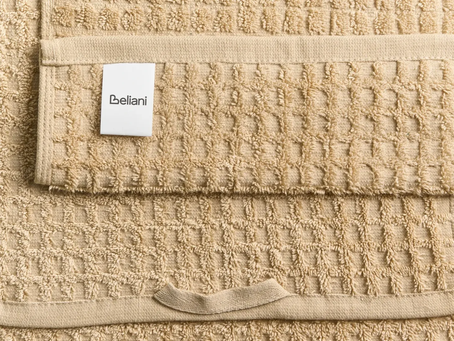 Sæt af 9 håndklæder ATAI Bomuld Sand Beige